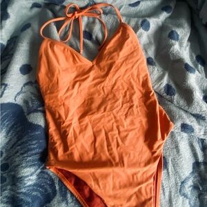 Jolyn Clothing Orange One Piece Swimsuit Halter Style